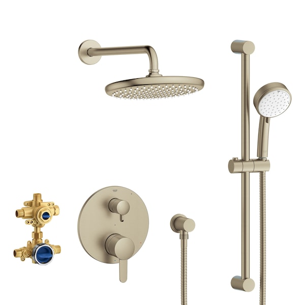 Cosmopolitan Pressure Balance Rain Shower Set, Brushed Nickel
